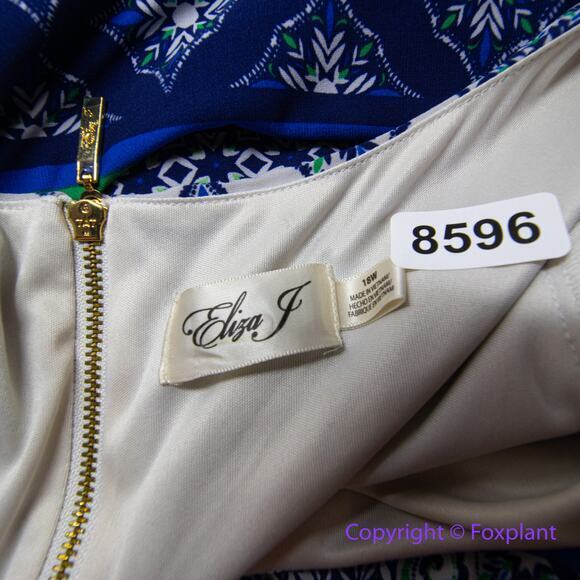 Eliza J Geo Striped Knit Dress blue gold‎ zipper, plus size 18W - Picture 11 of 12